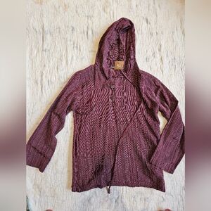 NWT Womens Earthbound Striped Hooded Pullover Size Large